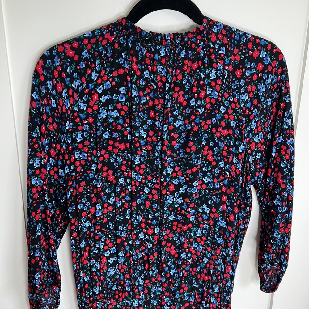 🕶️Navy Red Floral Print Button Down Maxi Dress Gap Size M Tall - Picture 7 of 8